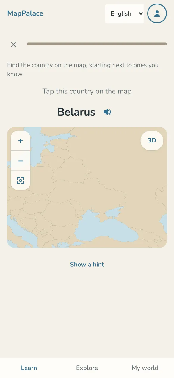 Wo liegt es? Belarus, zum Antippen auf einer Karte von Osteuropa.